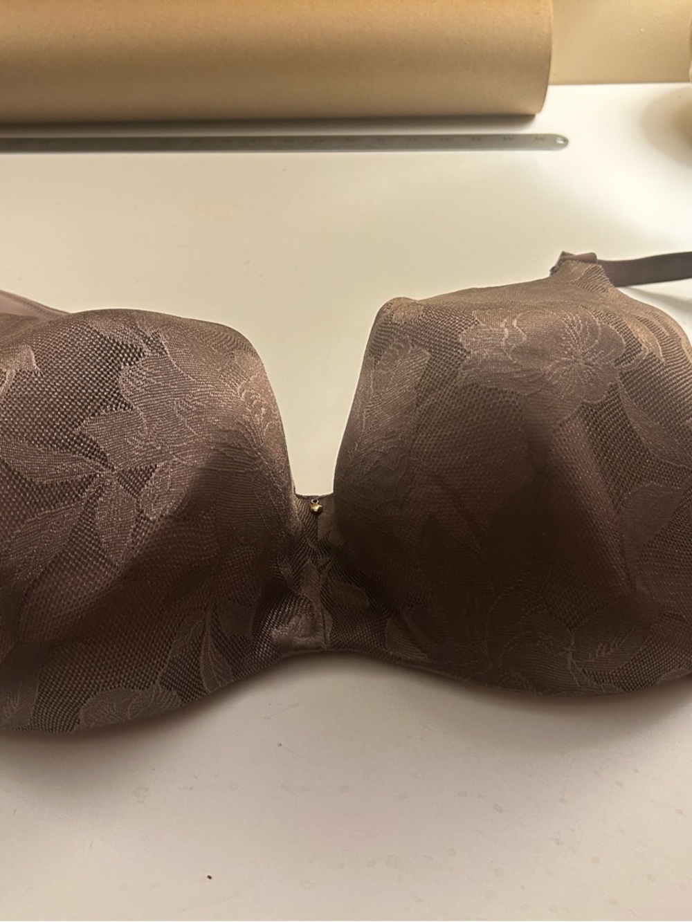 Cacique Brown Floral Lace Strapless Bra